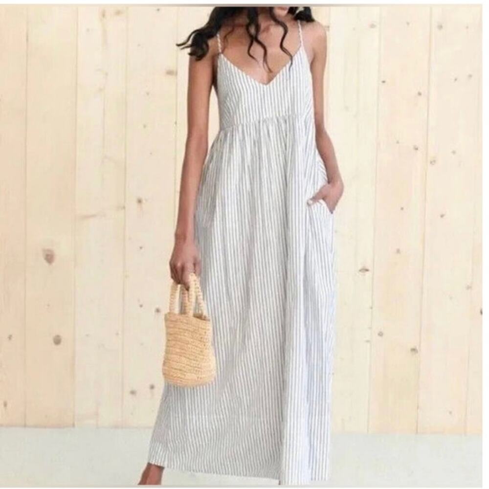 Jenni Kayne‎ Cove Maxi Dress White with Navy Stripe Size XS - Picture 4 of 10